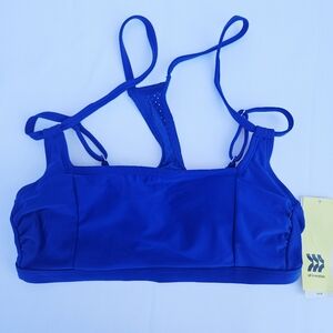 NWT All In Motion Square Neck Royal Blue Strappy Padded Bikini Top Medium (8-10)